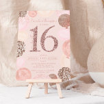 Invitation Ballon en or rose parties scintillant bleu Sweet 1<br><div class="desc">Un rose moderne, chic et élégant paillettes d'or doux 16 ans invitation à la fête avec une typographie moderne 16 avec parties scintillant d'or rose ballons rose avec rose pastel peint à la main, parties scintillant d'or rose, paillettes, ballons de cluster rose pâle avec élégante typographie calligraphique. Ajoutez votre photo...</div>