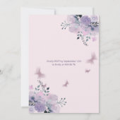 Invitation Ballon floral chic papillon lilas 1er anniversaire (Dos)