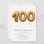 Invitation Ballon Gold Foil moderne 100e anniversaire (Devant)