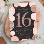Invitation Ballon gris parties scintillant or rose Sweet 16 p<br><div class="desc">Un rose moderne, chic et élégant paillettes d'or doux 16 ans invitation à la fête avec une typographie moderne 16 avec parties scintillant d'or rose ballons gris avec rose pastel peint à la main, parties scintillant d'or rose, paillettes, ballons de cluster rose pâle avec élégante typographie calligraphique. Ajoutez votre photo...</div>