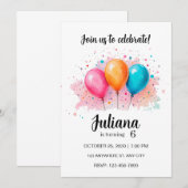 invitation ballon, invitation ballons d'anniversai (Devant / Derrière)