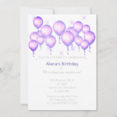 INVITATION BALLON MODERNE ELGANT PURPLE SPOT ANNIVERSAIRE (Devant)