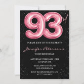 Invitation Ballon noir rose Glam 93e anniversaire (Devant)