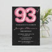 Invitation Ballon noir rose Glam 93e anniversaire (Debout devant)