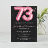 Invitation Ballon noir rose Glam Glitter 73e anniversaire (Debout devant)