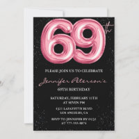 Ballon Noir Rose Glam Strass 69e anniversaire