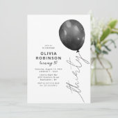 Invitation Ballon Noir Tendance 30e Anniversaire (Debout devant)
