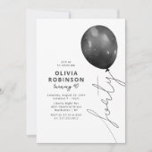 Invitation Ballon Noir Tendance 40e Anniversaire (Devant)