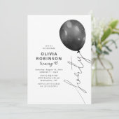 Invitation Ballon Noir Tendance 40e Anniversaire (Debout devant)