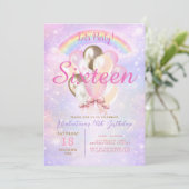 Invitation Ballon Pailleté Arc-en-Ciel pour 16e Anniversaire (Debout devant)