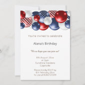 INVITATION BALLON PATRIOTIQUE BLANC ROUGE ANNIVERSAIRE (Devant)