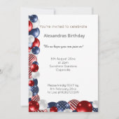 INVITATION BALLON PATRIOTIQUE BLEU ROUGE BLANC 2 ANNIVERSAIRE (Devant)