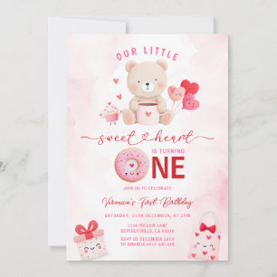 Invitation Ballon Saint Valentin Ourson pour 1er Anniversaire