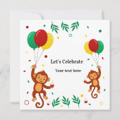Invitation Ballon Singe Volant (Devant)