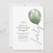 Invitation Ballon Vert Tendance 40e Anniversaire (Devant)