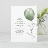 Invitation Ballon Vert Tendance 40e Anniversaire (Debout devant)