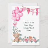 Invitation Ballon Vierge Ajoutez Votre Propre Oh Bébé Fille E (Devant)