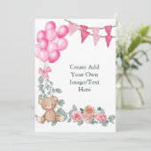 Invitation Ballon Vierge Ajoutez Votre Propre Oh Bébé Fille E (Debout devant)