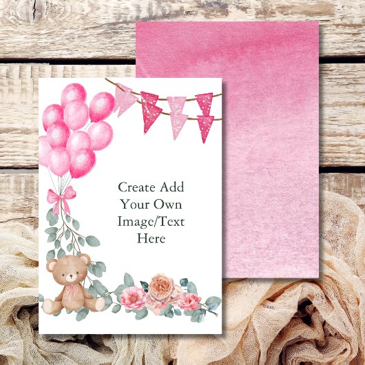 Invitation Ballon Vierge Ajoutez Votre Propre Oh Bébé Fille E