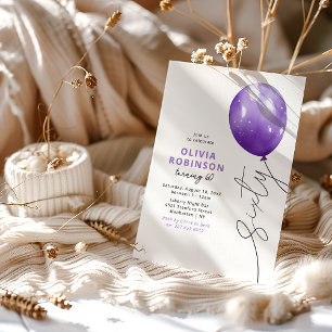 Invitation Ballon Violet Branché 60e Anniversaire