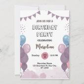 Invitation Ballon violet moderne Bunc Anniversaire (Devant)