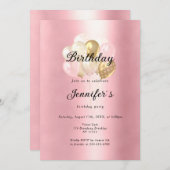 Invitation Ballonnet d'or rose moderne (Devant / Derrière)