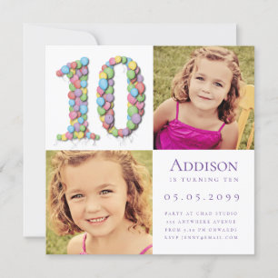 Invitation Ballons 10e année Anniversaire Photo I