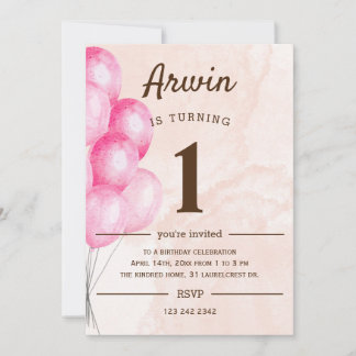 Invitation Ballons 1er anniversaire fête