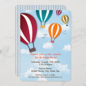 Invitation Ballons à air chaud amusant et Cool| Anniversaire (Devant / Derrière)