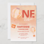 Invitation Ballons à air chaud Apricot Boho 1er anniversaire (Devant)