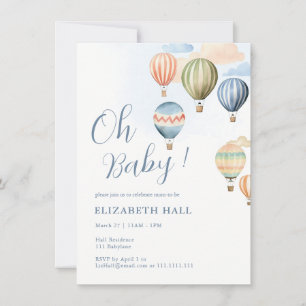 Invitation Ballons à air chaud Baby Boy Baby shower Invitatio