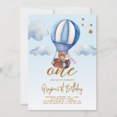 Invitation Ballons à air chaud Bear Boy 1er anniversaire (Devant)