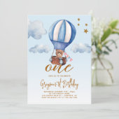 Invitation Ballons à air chaud Bear Boy 1er anniversaire (Debout devant)