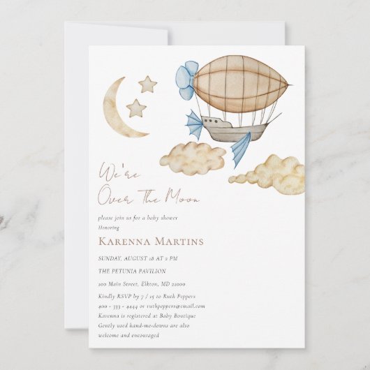 Invitation Ballons à air chaud blanc sur le Baby shower de la (Devant)