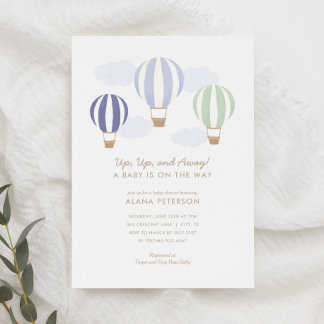Invitation Ballons à air chaud Boy Travel Baby shower Invitat