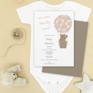 Invitation Ballons à air chaud de l'ours Baby shower neutre g