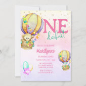 Invitation Ballons à air chaud impeccable rose 1er anniversai (Devant)