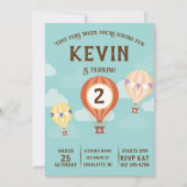 Invitation Ballons à air chaud mignon Anniversaire. (Devant)