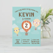 Invitation Ballons à air chaud mignon Anniversaire. (Debout devant)