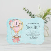 Invitation Ballons à air chaud mignon avec Aquarelle d'ours A (Debout devant)