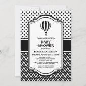 Invitation Ballons à air chaud noir et blanc baby shower (Devant)