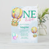 Invitation Ballons à air chaud Onederder Bleu 1er anniversair (Debout devant)