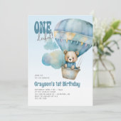 Invitation Ballons à air chaud Onederder Bleu 1er anniversair (Debout devant)