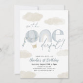 Invitation Ballons à air chaud Onederry Blue Boy 1er annivers (Devant)