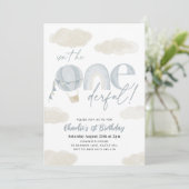 Invitation Ballons à air chaud Onederry Blue Boy 1er annivers (Debout devant)