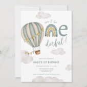 Invitation Ballons à air chaud Onederry Boys 1er anniversaire (Devant)