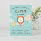 Invitation Ballons à air chaud personnalisable Anniversaire. (Debout devant)