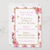 Invitation Ballons à air chaud rose et or joli Anniversaire (Dos)