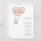 Invitation Ballons à air chaud rose mignon C'est un Baby show (Devant)