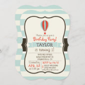 Invitation Ballons à air chaud vert, rouge, orange (Devant / Derrière)